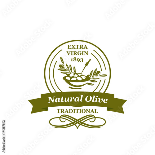 Vector olives icon for extra virgin olive oil