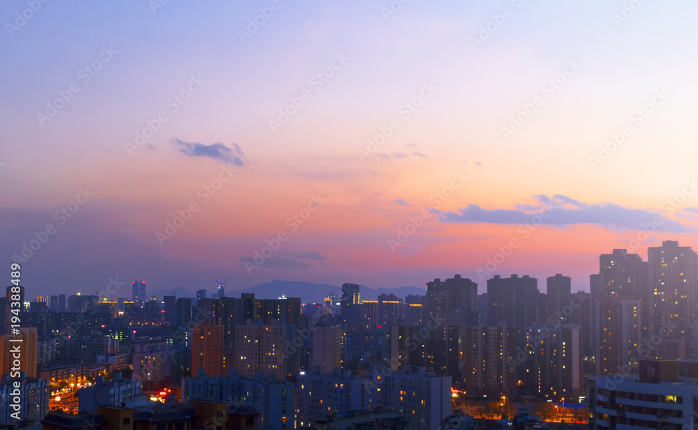 abstract blur bokeh of night light city at sunset abstract blur bokeh of night light city at sunset