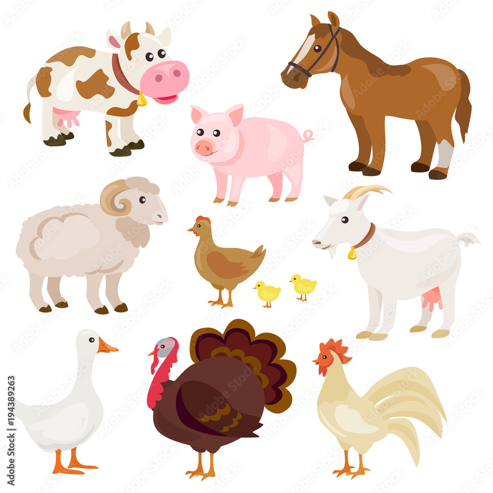 cute farm animals isolated cute farm animals isolated