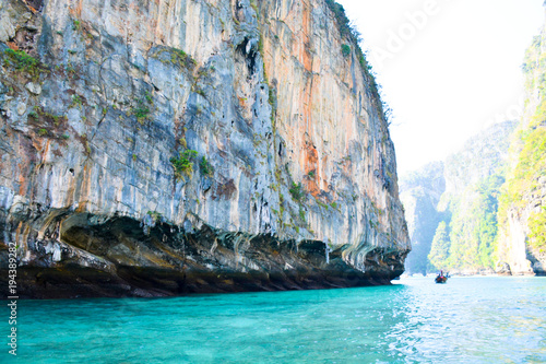 rocky shore of Phi Phi Islands.Azure water.Asia.Thailand