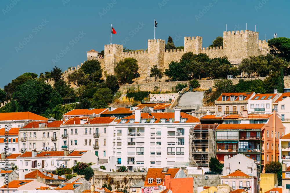 Panoramic View Of Sao Jorge Castle In Portugal