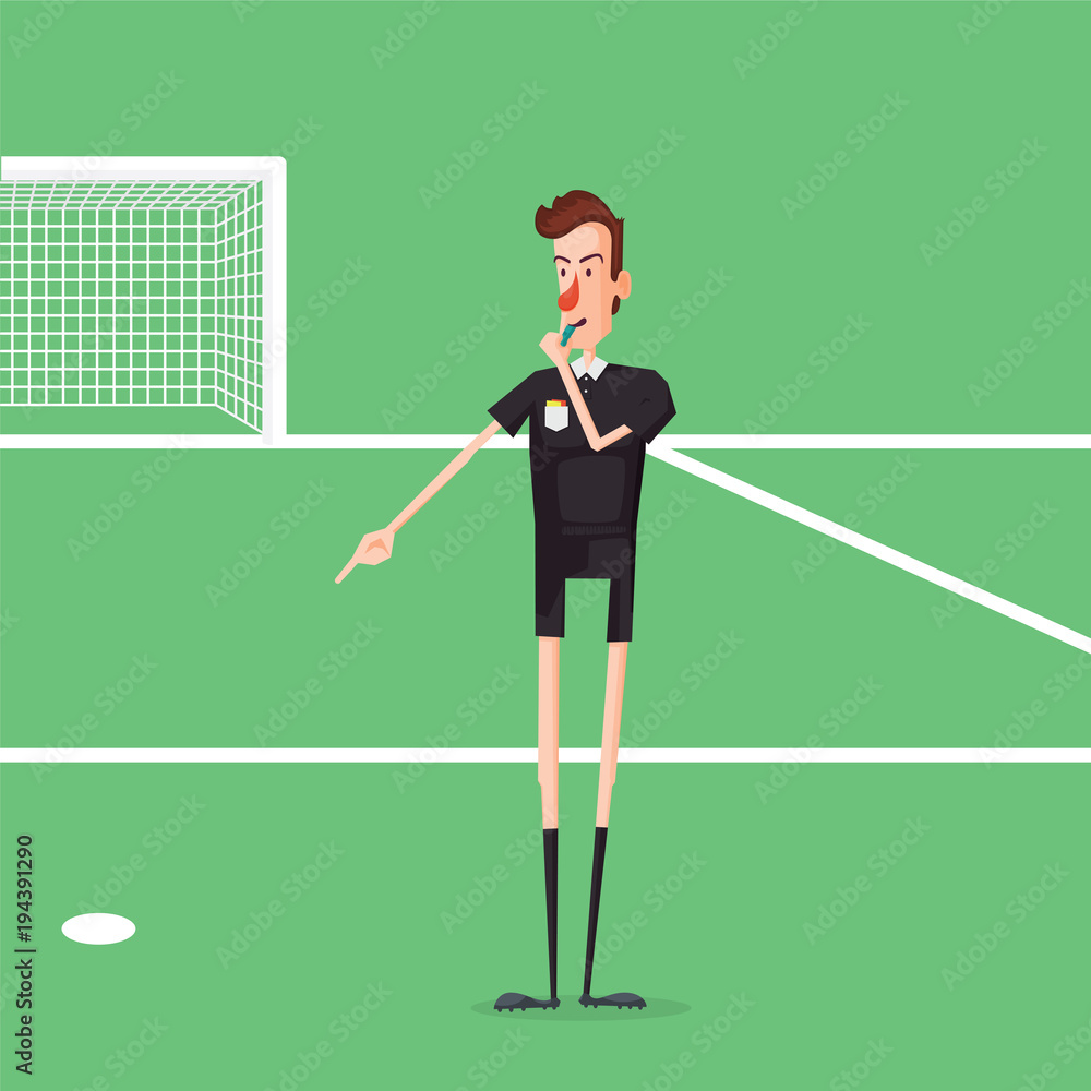 Soccer / Football Referee Showing On Penalty Spot. Soccer / Football Referee Showing On Penalty Spot.