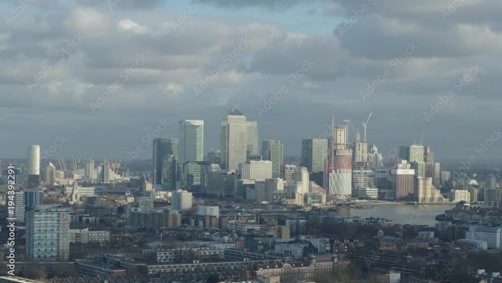 Aerial view of the second financial district in London on a cloudy afternoon Aerial view of the second financial district in London on a cloudy afternoon