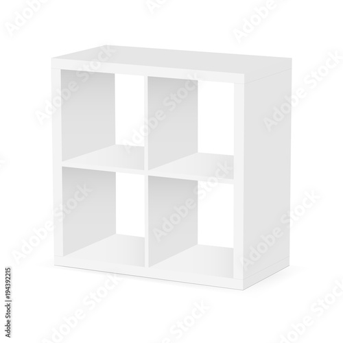 Small square shelf unit isolated on white background. Vector illustration