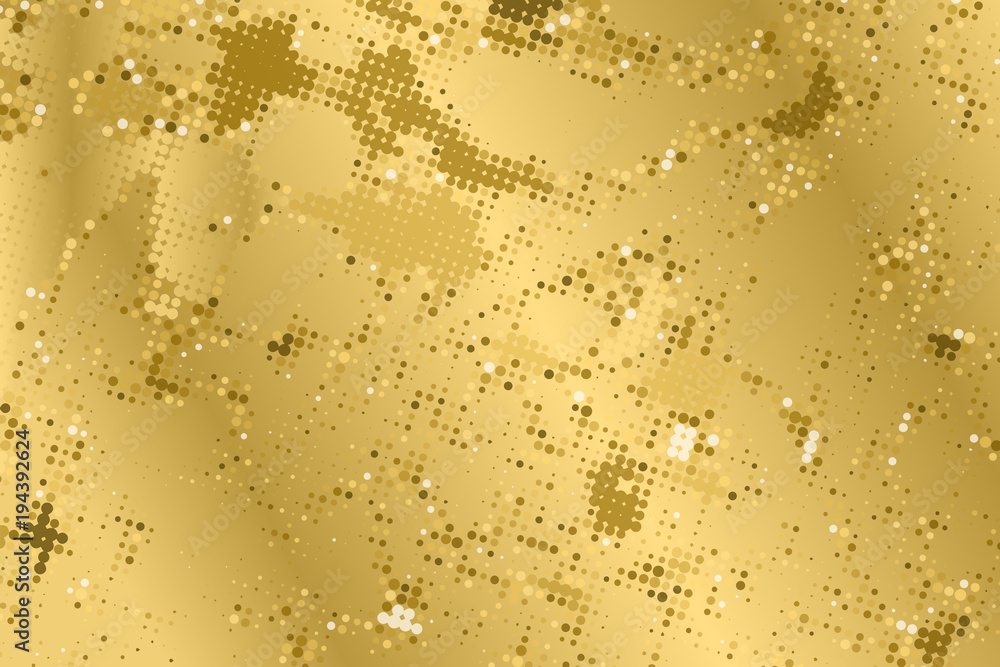 Gold grunge texture. Abstract halftone background. Vector pattern.