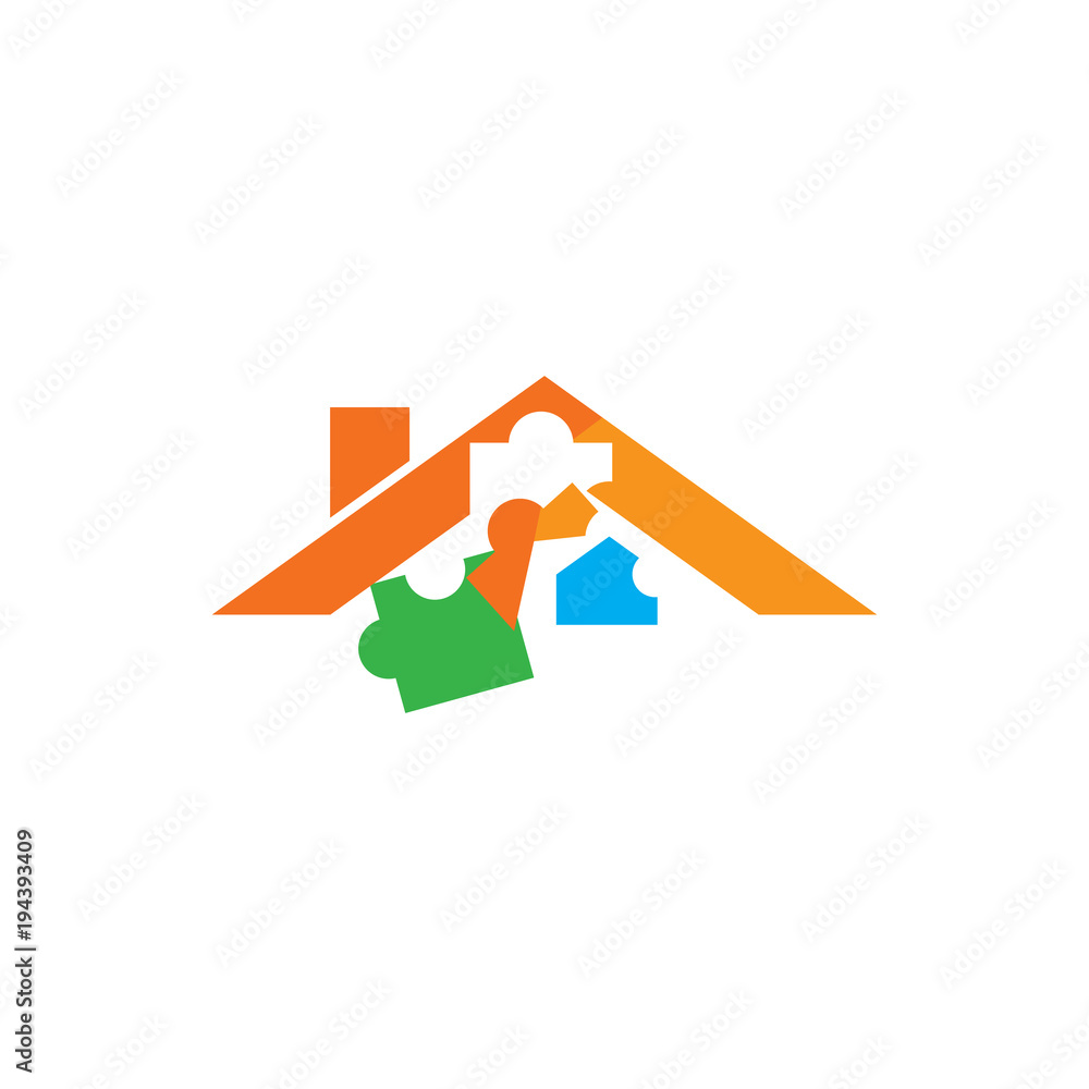 Puzzle Roof Logo Icon Design Puzzle Roof Logo Icon Design