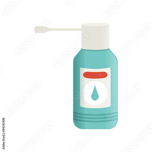 Throat spray aerosol medication bottle, medicinal remedy for sore throat vector Illustration on a white background