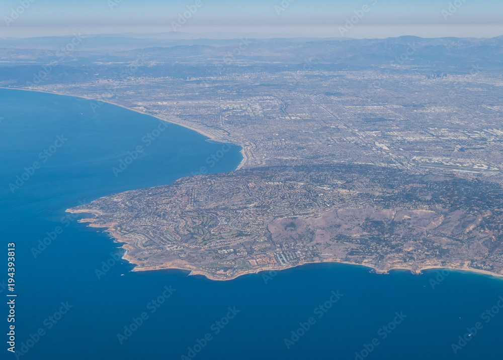 Aerial view of the shore of Los Angeles County Aerial view of the shore of Los Angeles County