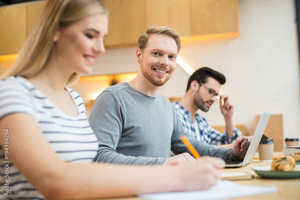 Positive young people studying Positive young people studying