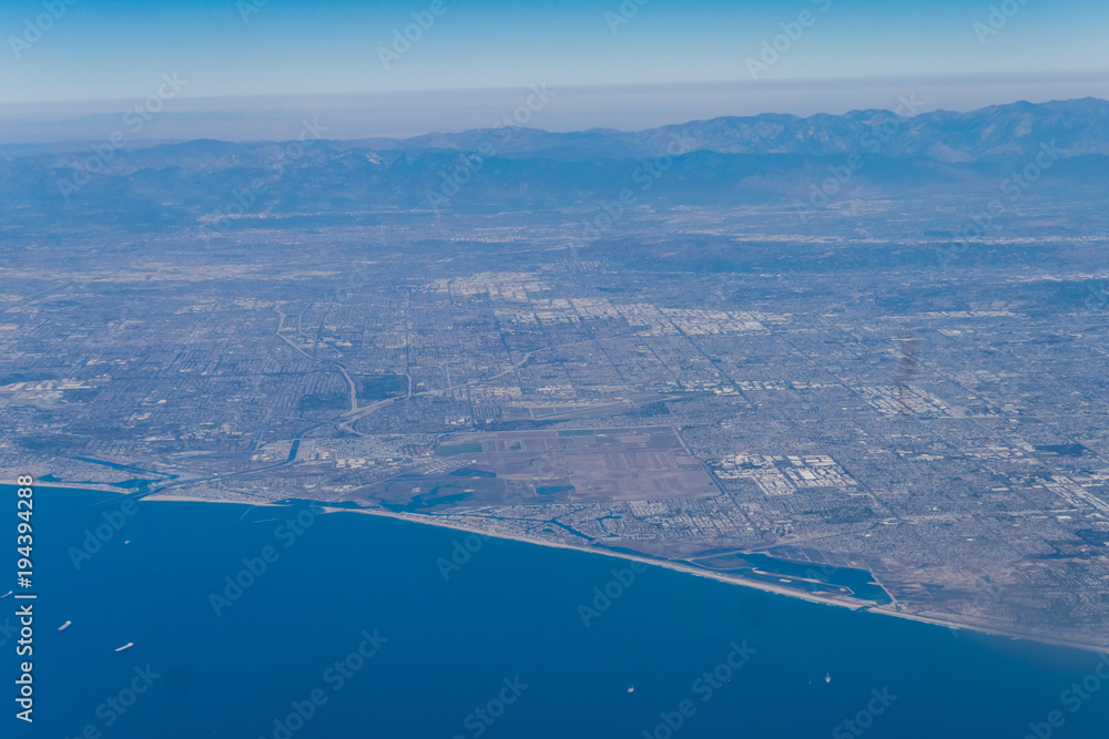 Aerial view of the shore of Los Angeles County