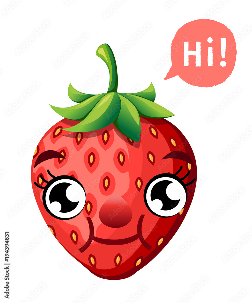 Cute Cartoon Strawberry Face