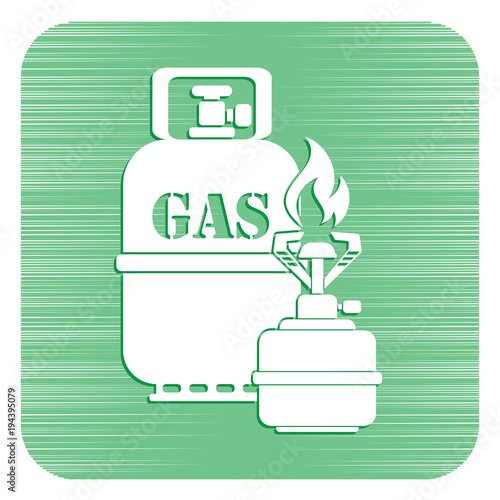 Camping stove with gas bottle icon vector