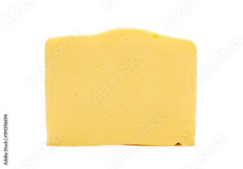 Slice of cheese, isolated on white background