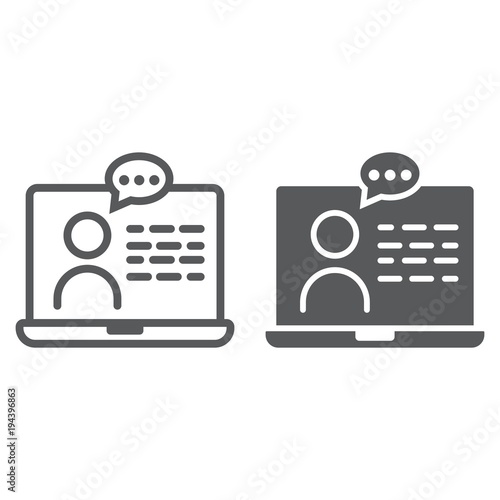 Online Consulting line and glyph icon, e learning and education, support sign vector graphics, a linear pattern on a white background, eps 10.
