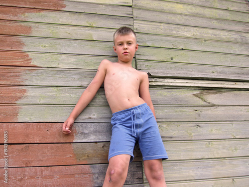 Summer in a village, rural boy
