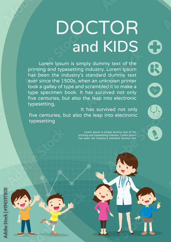 Doctor woman and kids background poster portrait