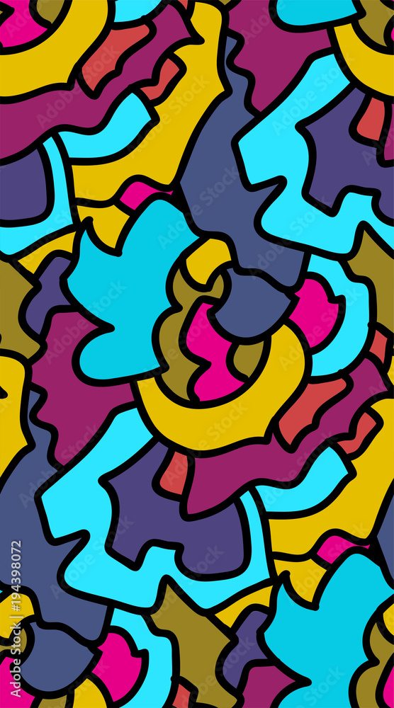 Abstract seamless background pattern. Colorful shapes , vector illustration hand drawn. Pop art design...