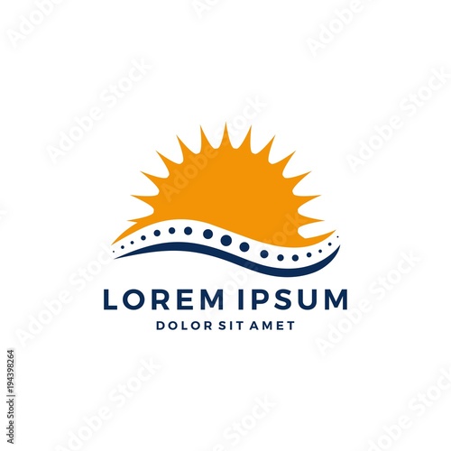 sun wave chiropractic logo back pain therapy vector download