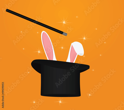 Magic hat and rabbit's ears. vector illustration