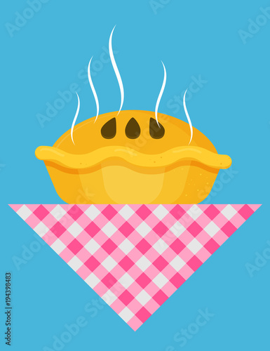 Flat vector pie, baking sweet sign