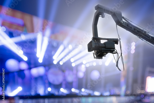 Vászonkép video camera on crane  covering event on stage