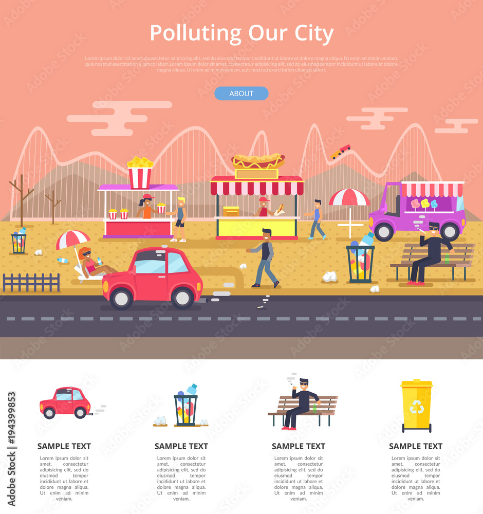 Polluting Our City Poster Vector Illustration