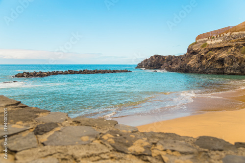 Canary Islands. Beautiful beaches on a sunny day on the island of Tenerife. Shores of the atlantic ocean. © Gena