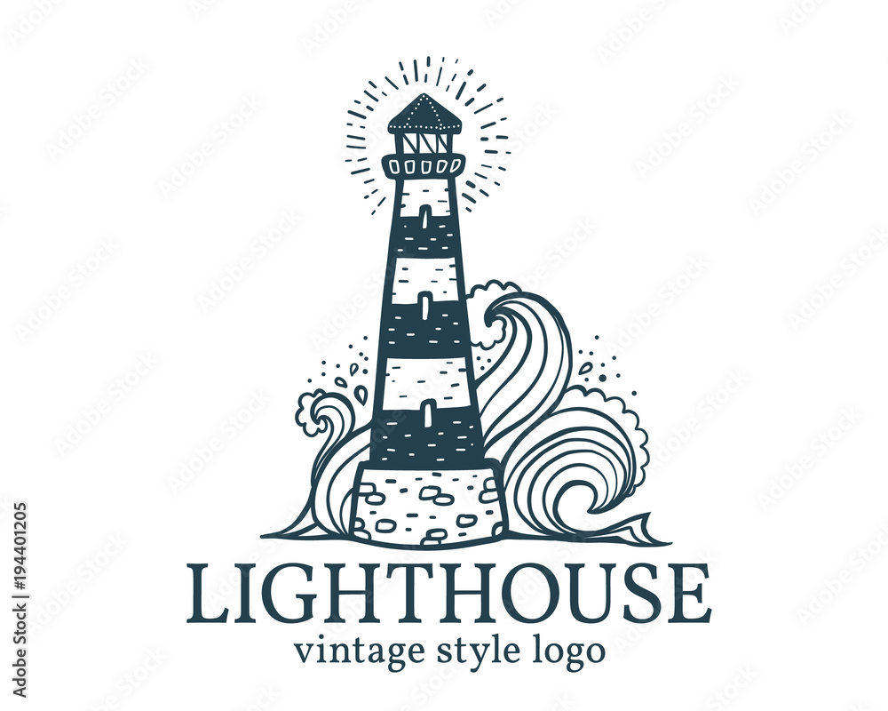 Vector vintage lighthouse logo template