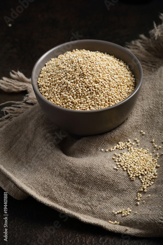 Raw quinoa seeds closeup