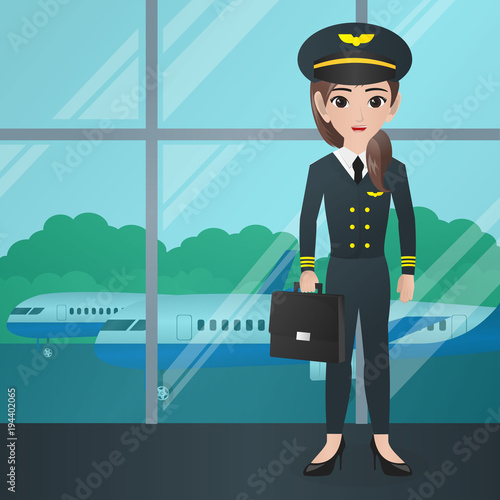 Female Pilot Holding a Bag