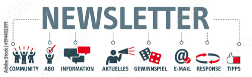 Banner Newsletter Vektor Illustration Konzept mit Piktogrammen