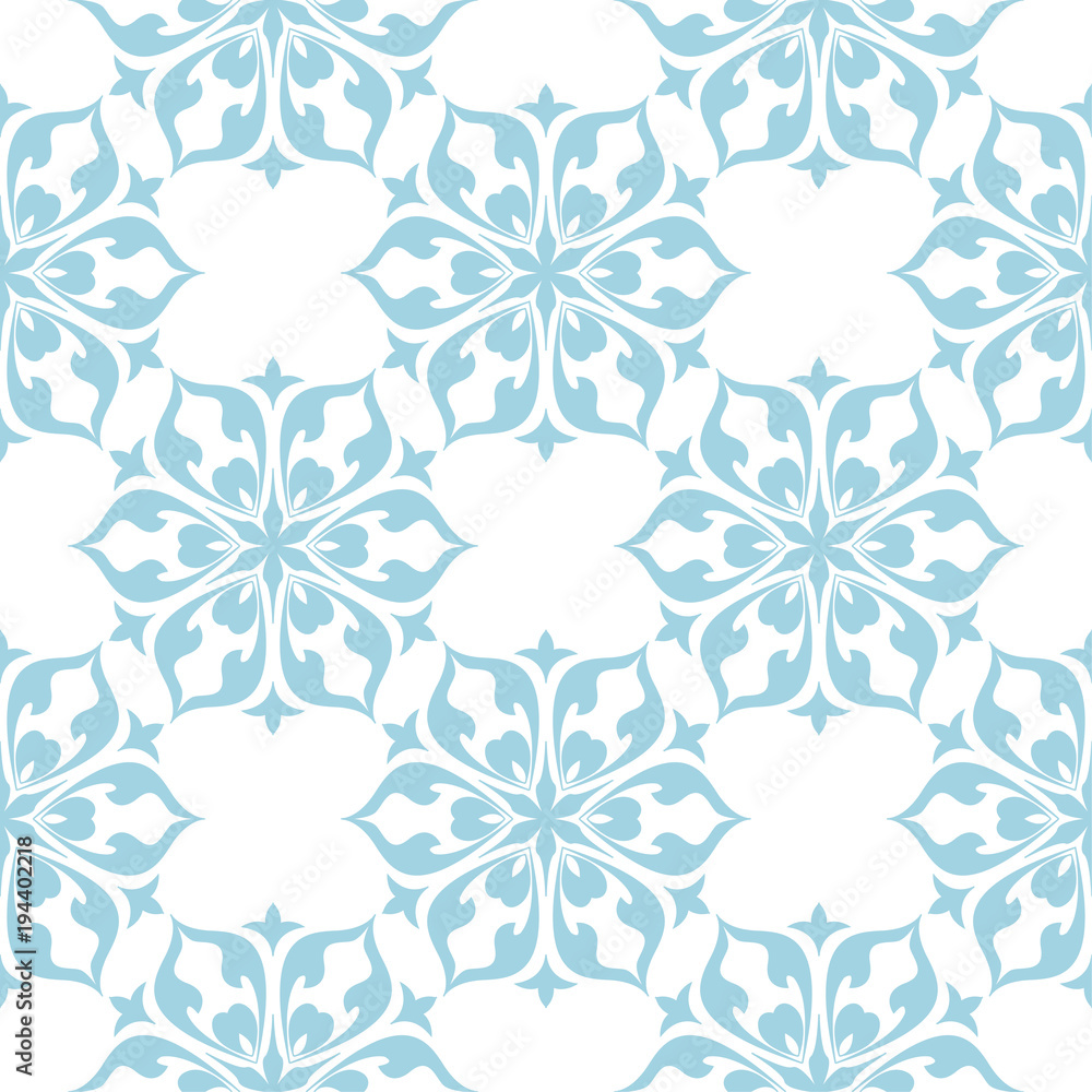 Blue floral seamless pattern on white background Blue floral seamless pattern on white background