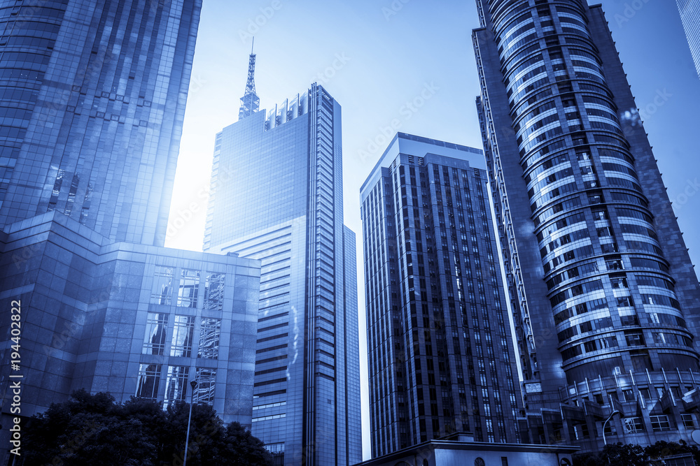 Fototapeta premium low angle view of business buildings in shanghai,China