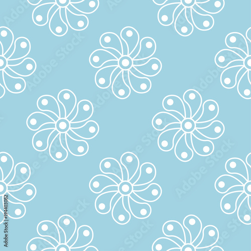 White floral seamless pattern on navy blue background