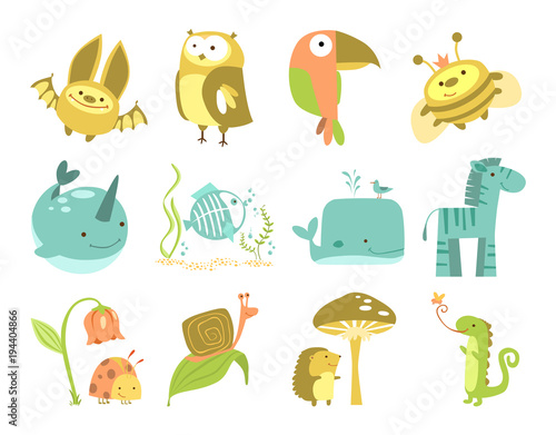 cute animals set