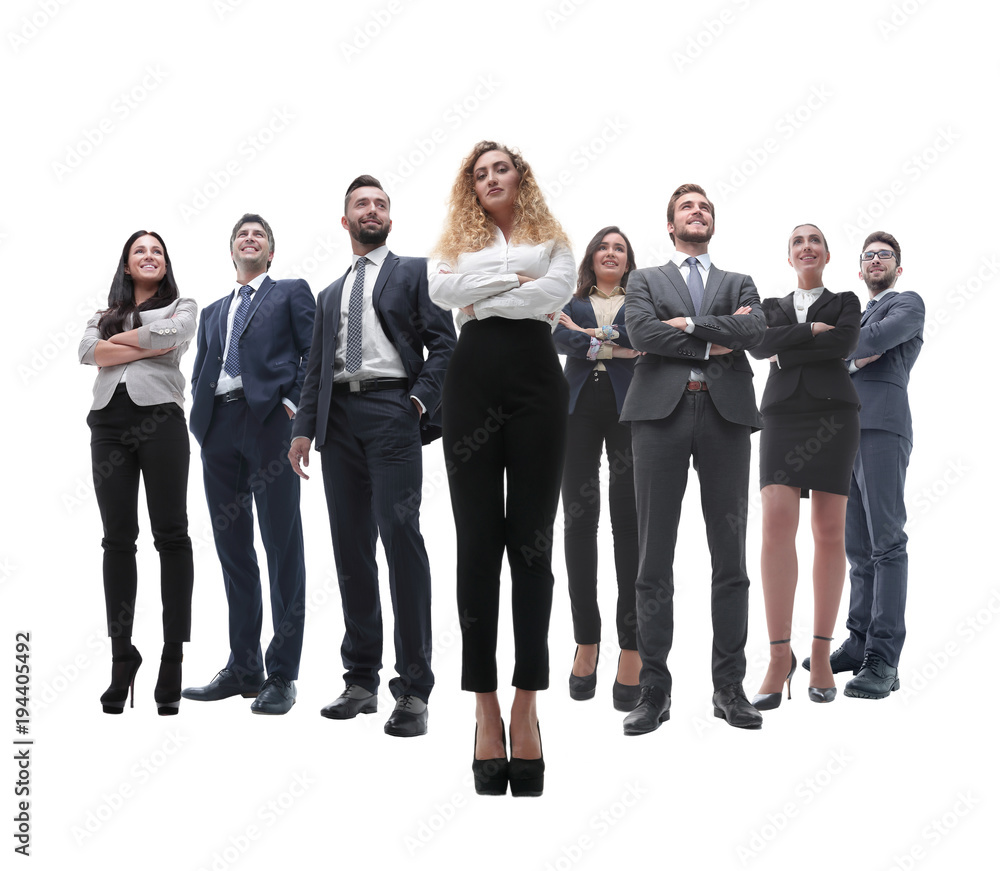 Obraz premium happy successful business team isolated on white background
