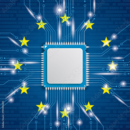 Microchip Processor Lights EU Flag