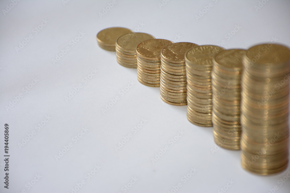 Coin stacks on a white background Coin stacks on a white background