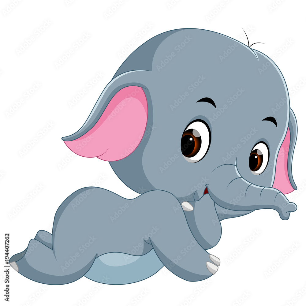 funny baby elephant cartoon Stock Vector | Adobe Stock