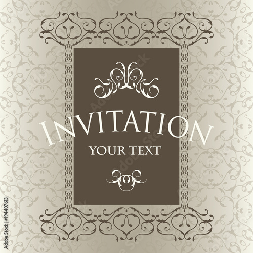 Luxury vintage frame template. Invitation card in an old style