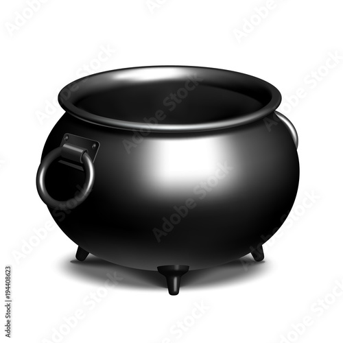 Vintage Empty black iron cauldron photo