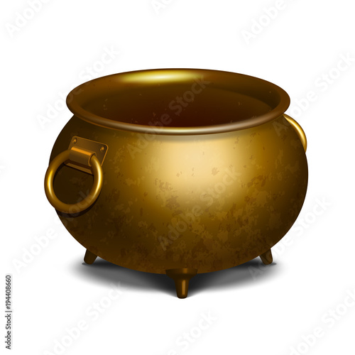 Vintage Empty golden cauldron