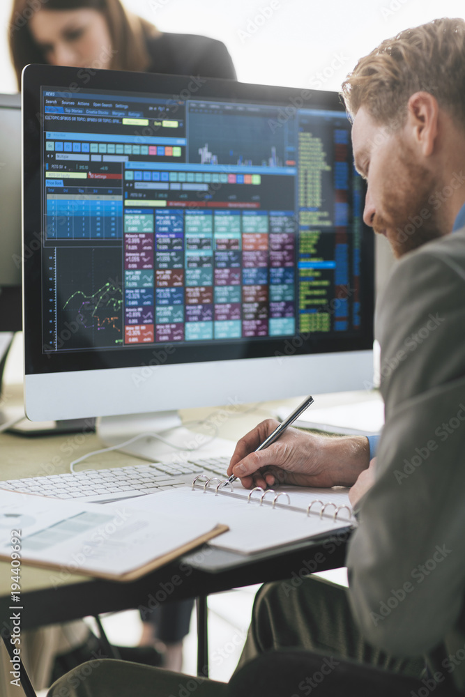 Stock Broker Working at Office Stock Broker Working at Office