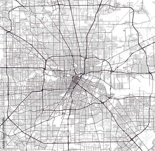 vector map of the city of Houston, U.S. state of Texas, USA