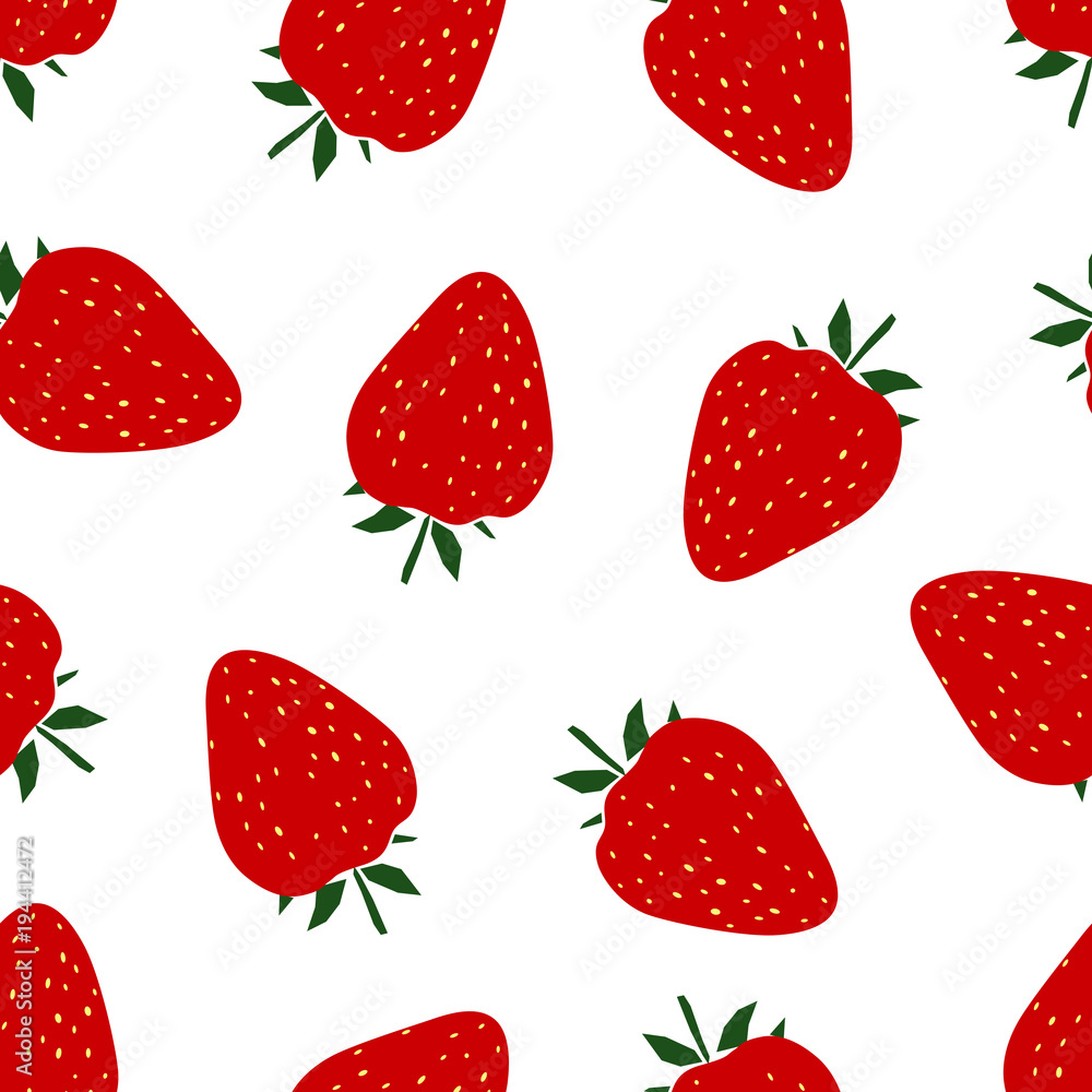 Fruit Menu - Strawberry - simple color seamless pattern Fruit Menu - Strawberry - simple color seamless pattern