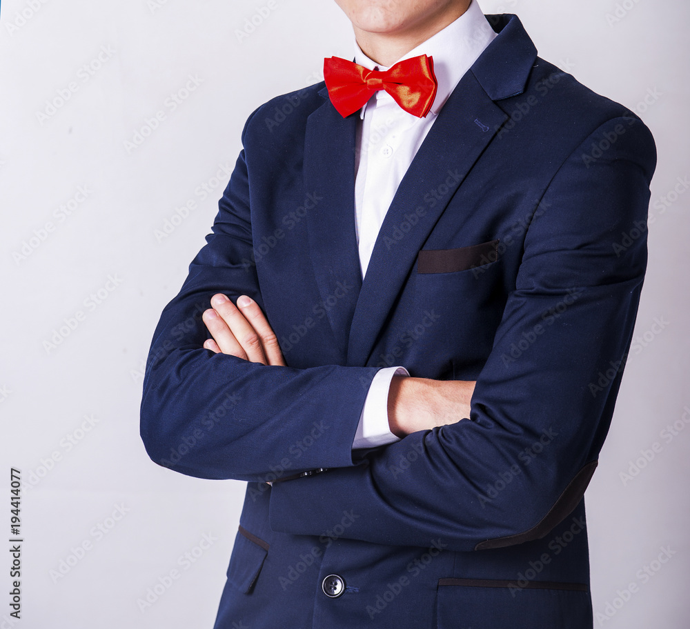 Blue coat white cheap shirt red tie