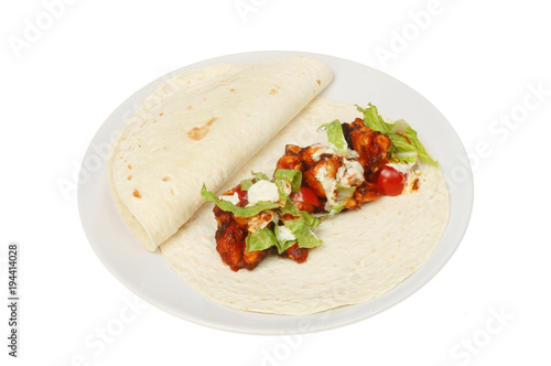 Fajita on a plate isolated