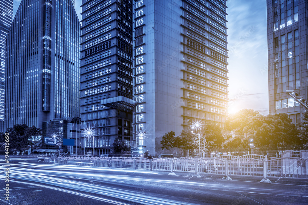 Fototapeta premium Blurred traffic light trails on road
