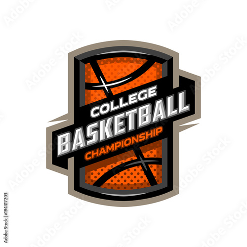 College basketball, sports logo emblem.