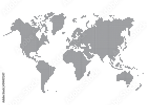 World map created from dots. Vector illustration
